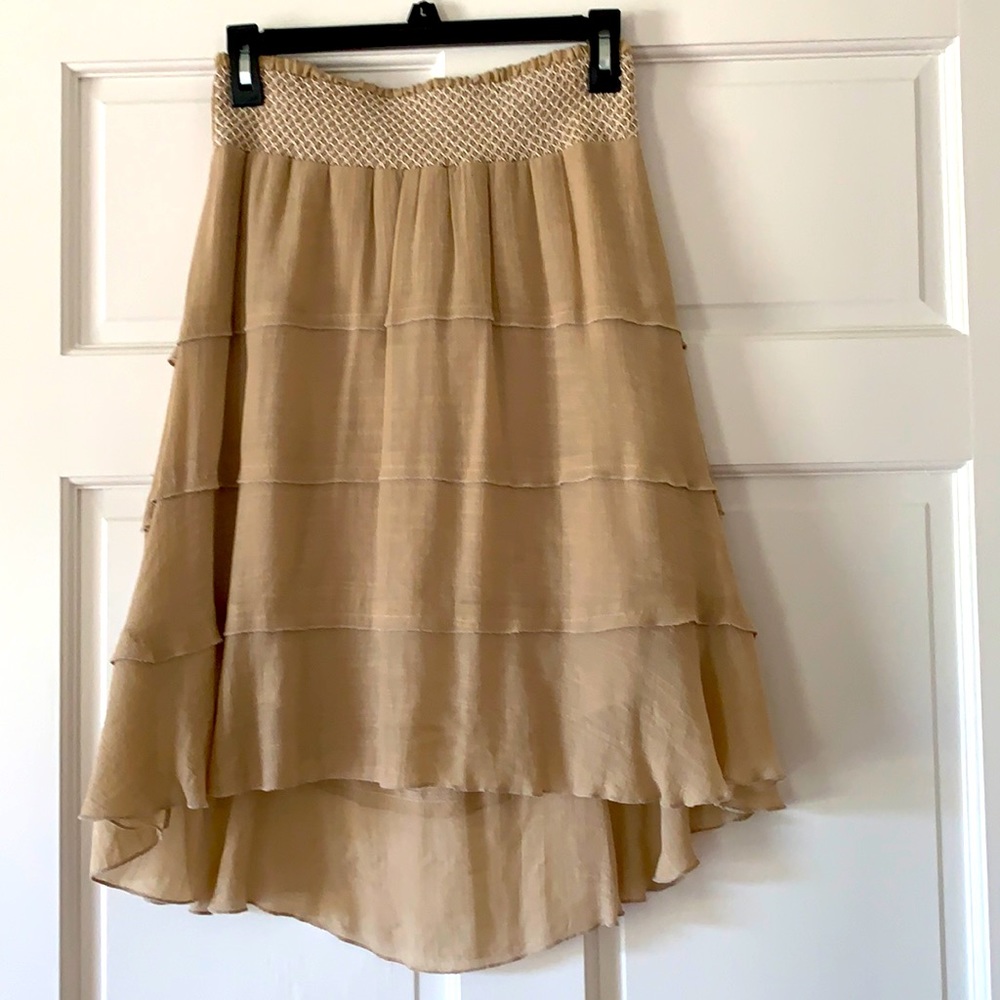 New without tags High/Low Khaki Ruffle Skirt